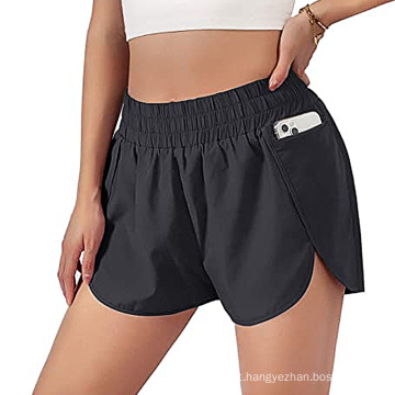 Breathbable fabric short pants for women shorts with pockets high waist workout running wear